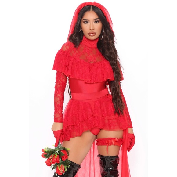 YANDY - Beetlejuice Bride / Lydia Deetz costume / Beetle Bride to Be / Red Bride - Picture 7 of 13